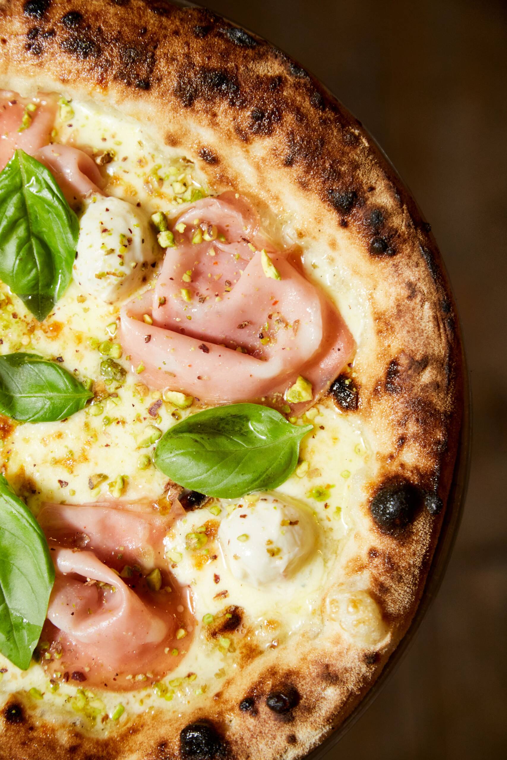 A vertical shot of delicious Neapolitan pizza
